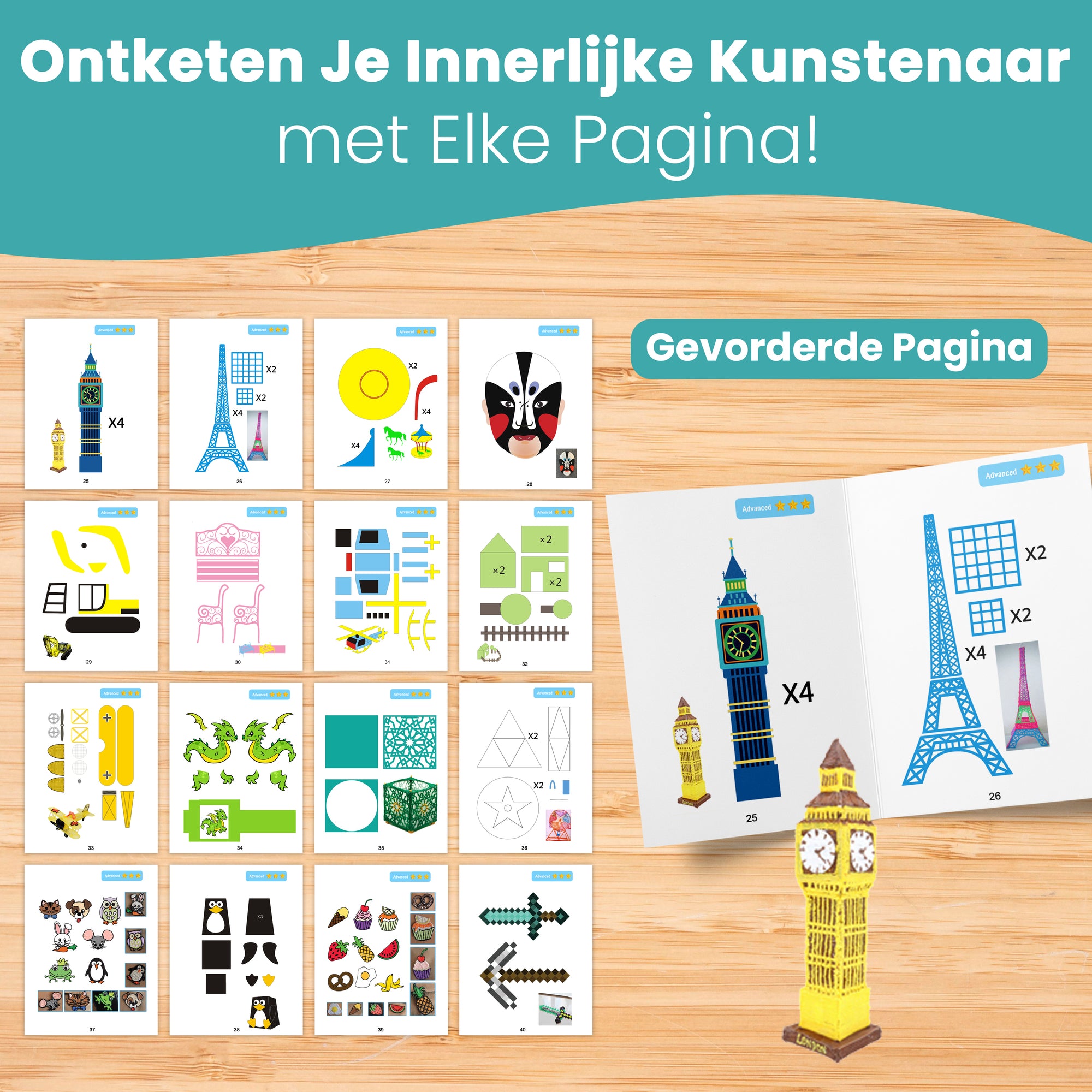 3D-penntegnebok XXL - 40 maler