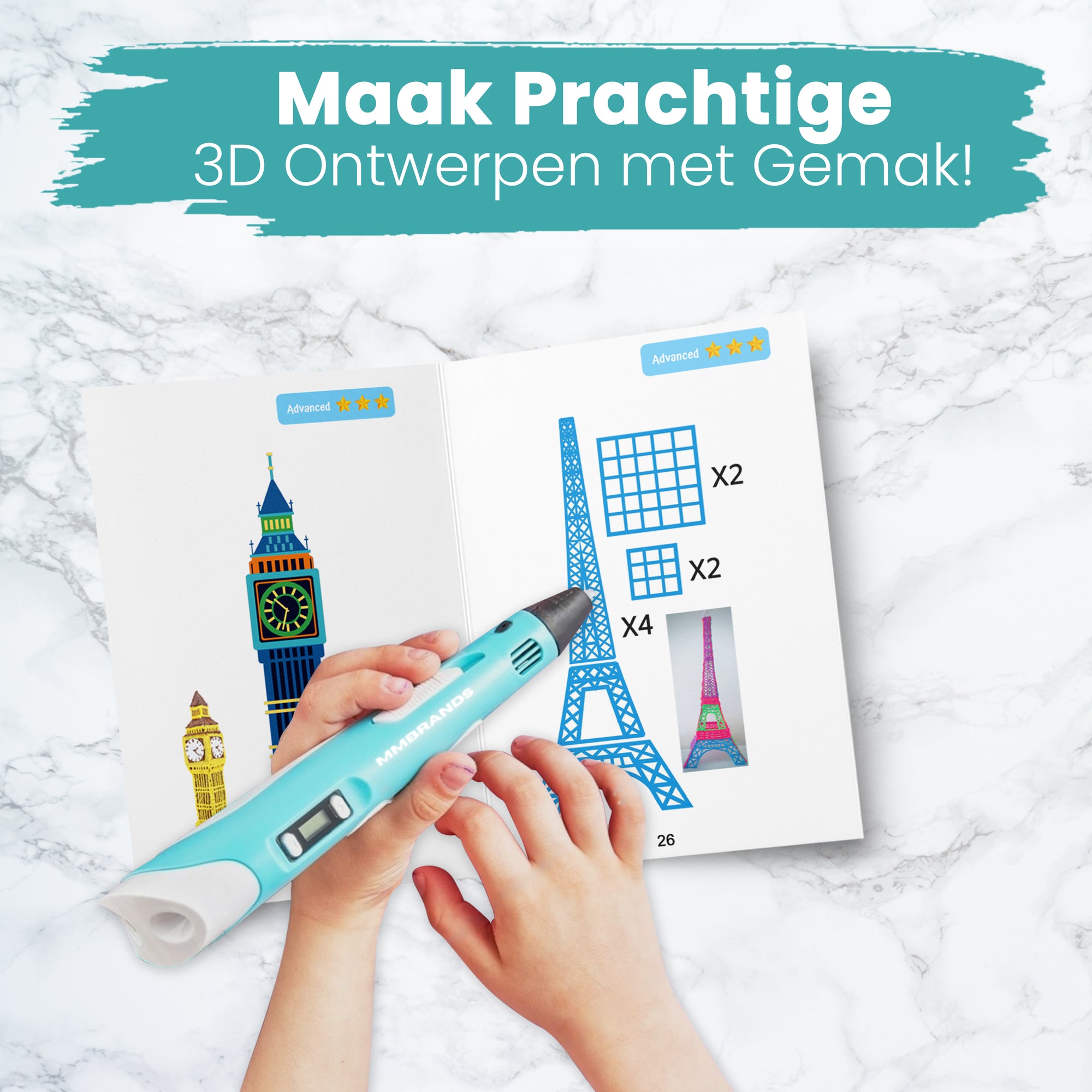 3D-penntegnebok XXL - 40 maler